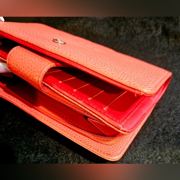 *LOW START* CHANEL TIMELESS CC ZIPPED  COMPACT CAVIAR CORAL ORANGE WALLET - Picture 6 of 6